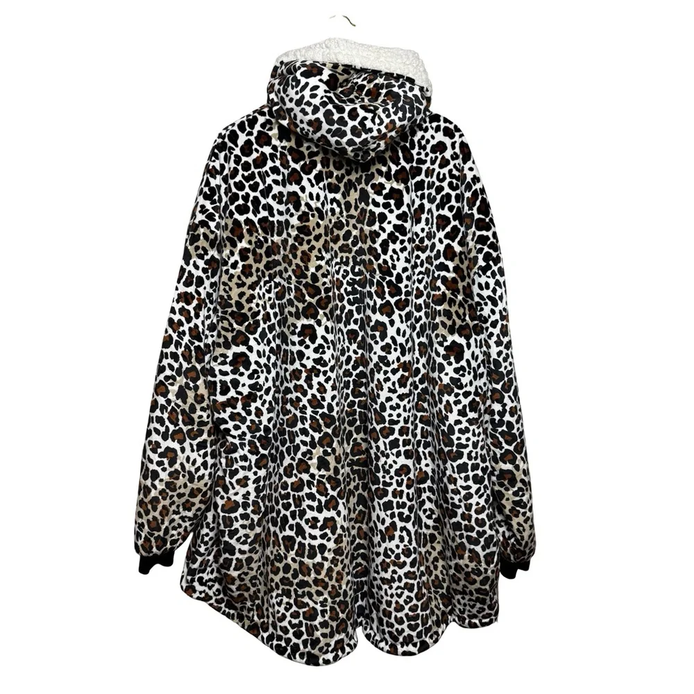 The Comfy Leopard Print Hoodie Women One Size Black Wearable Blanket Oversized